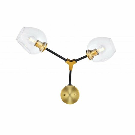 GLOWFLOW Cavoli 2 Light in Light Antique Brass & Flat Black Wall Sconce GL2945068